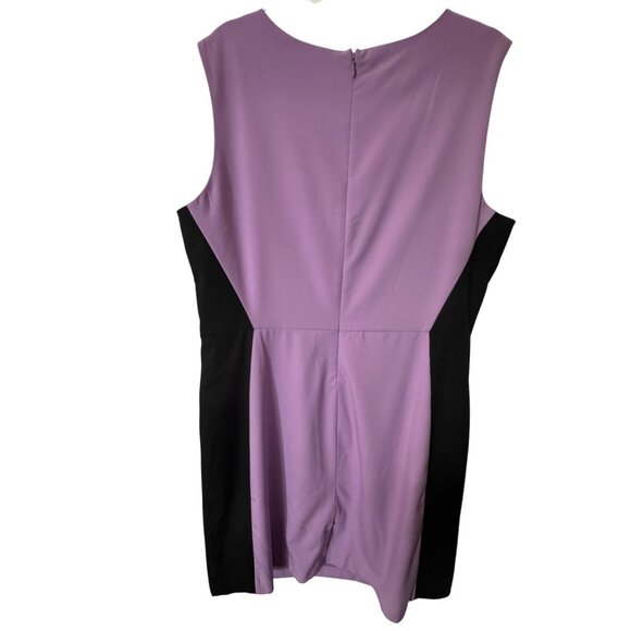 New York & Company V-Neck Stretch Dress Size 18 Purple & Black Slimming Illusion - Picture 3 of 9